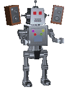 robot dancing with loudspeakers